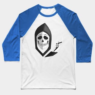 Smiling Smoking Skull Baseball T-Shirt